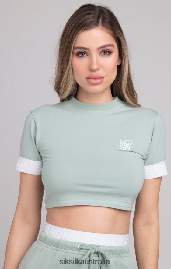 Women Apparel TB82N46 SikSilk Green Crop T-Shirt