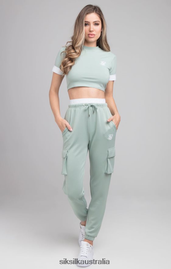 Women Apparel TB82N46 SikSilk Green Crop T-Shirt