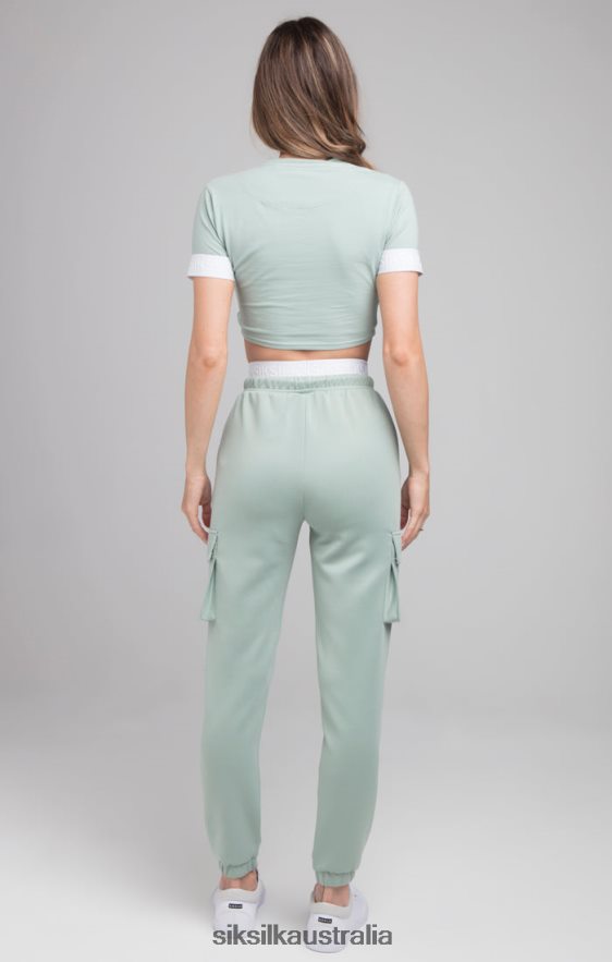 Women Apparel TB82N46 SikSilk Green Crop T-Shirt