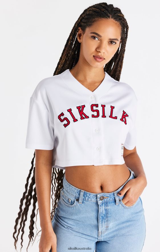 Women Apparel TB82N50 SikSilk White Baseball Crop Jersey