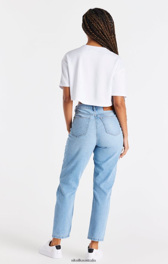 Women Apparel TB82N50 SikSilk White Baseball Crop Jersey