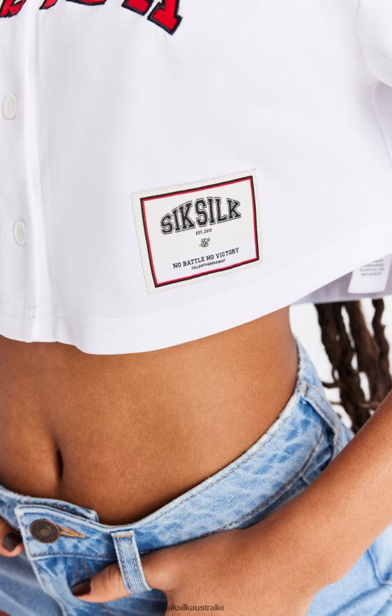Women Apparel TB82N50 SikSilk White Baseball Crop Jersey
