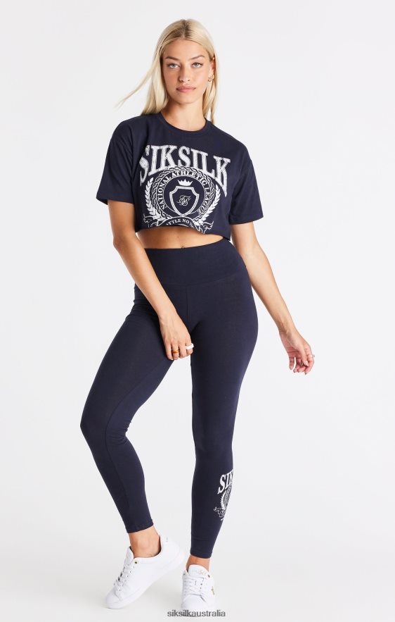 Women Apparel TB82N51 SikSilk Navy Varsity Cropped T-Shirt