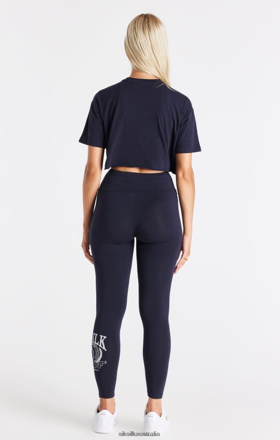 Women Apparel TB82N51 SikSilk Navy Varsity Cropped T-Shirt