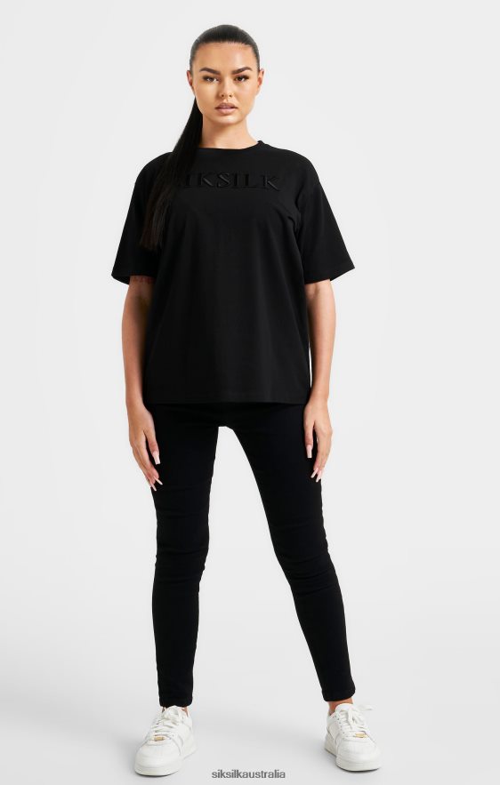 Women Apparel TB82N52 SikSilk Black Embroidered Boyfriend T-Shirt