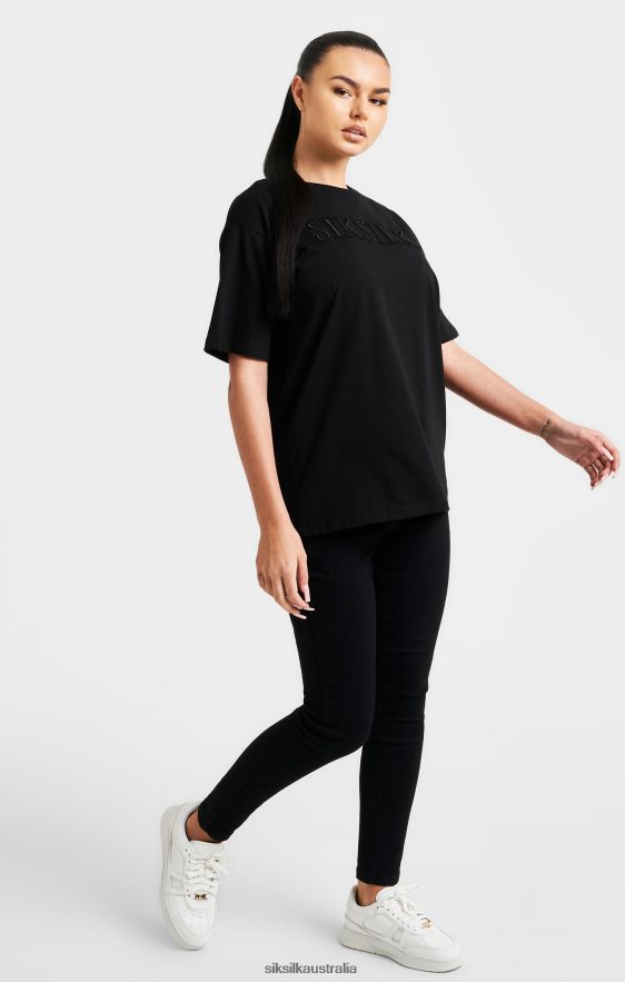 Women Apparel TB82N52 SikSilk Black Embroidered Boyfriend T-Shirt