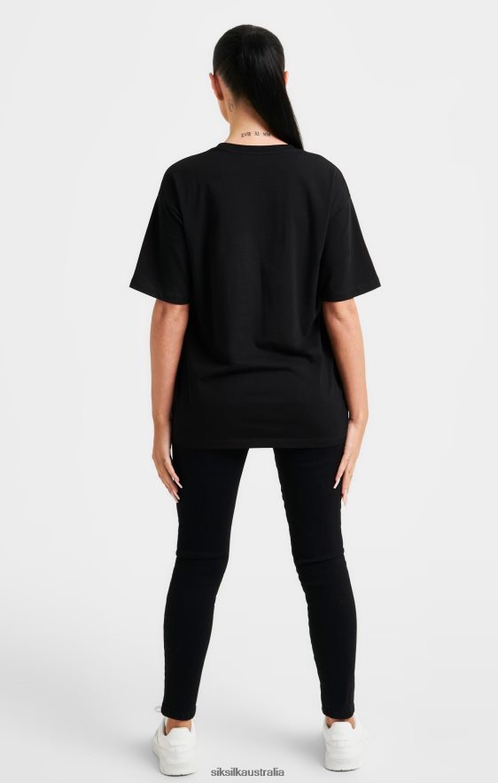Women Apparel TB82N52 SikSilk Black Embroidered Boyfriend T-Shirt
