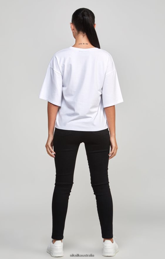 Women Apparel TB82N53 SikSilk White Varsity Crop T-Shirt