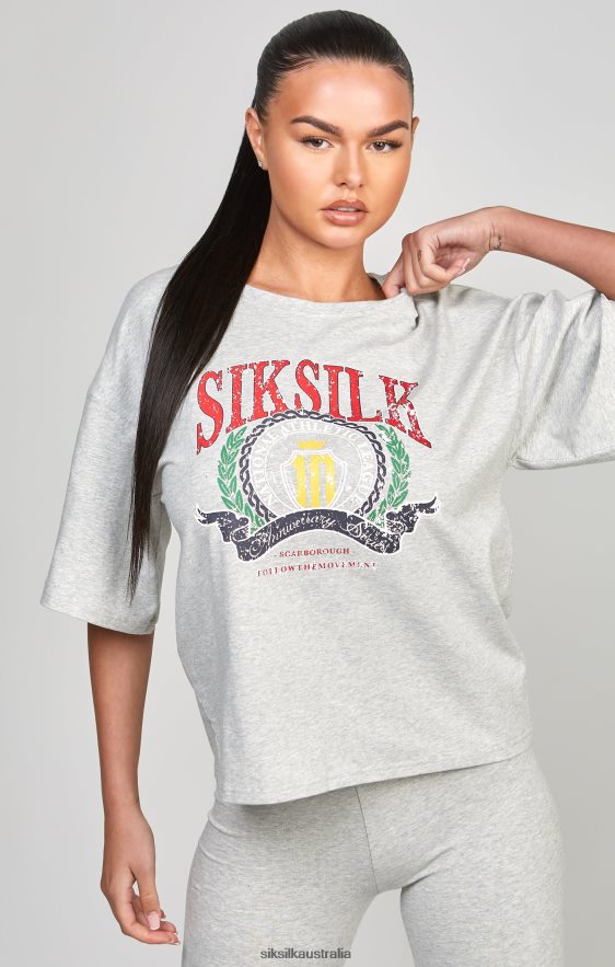 Women Apparel TB82N57 SikSilk Grey Marl Varsity Crop T-Shirt