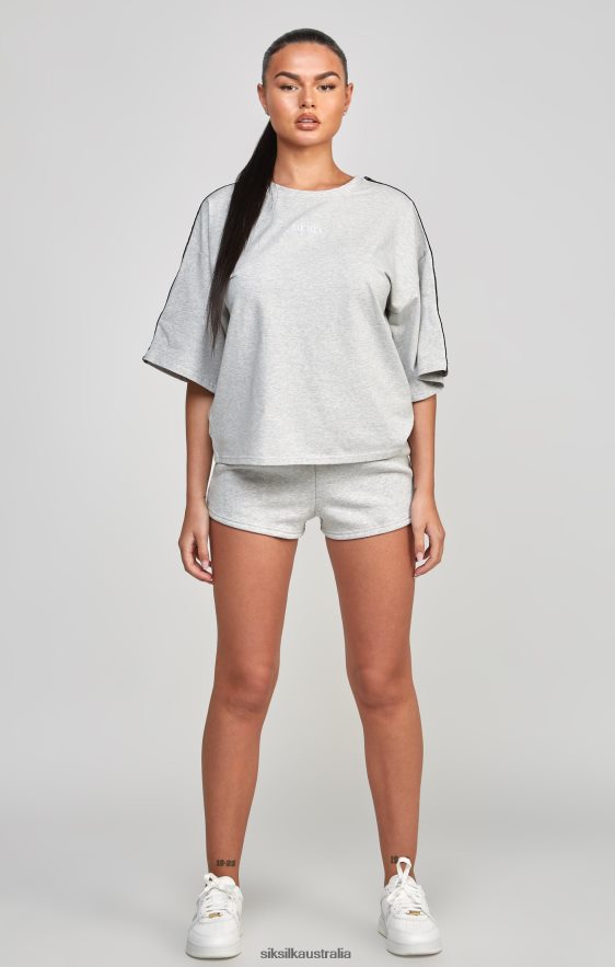 Women Apparel TB82N58 SikSilk Grey Taped Crop T-Shirt