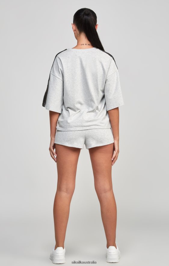 Women Apparel TB82N58 SikSilk Grey Taped Crop T-Shirt