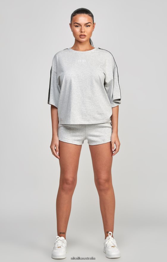 Women Apparel TB82N58 SikSilk Grey Taped Crop T-Shirt