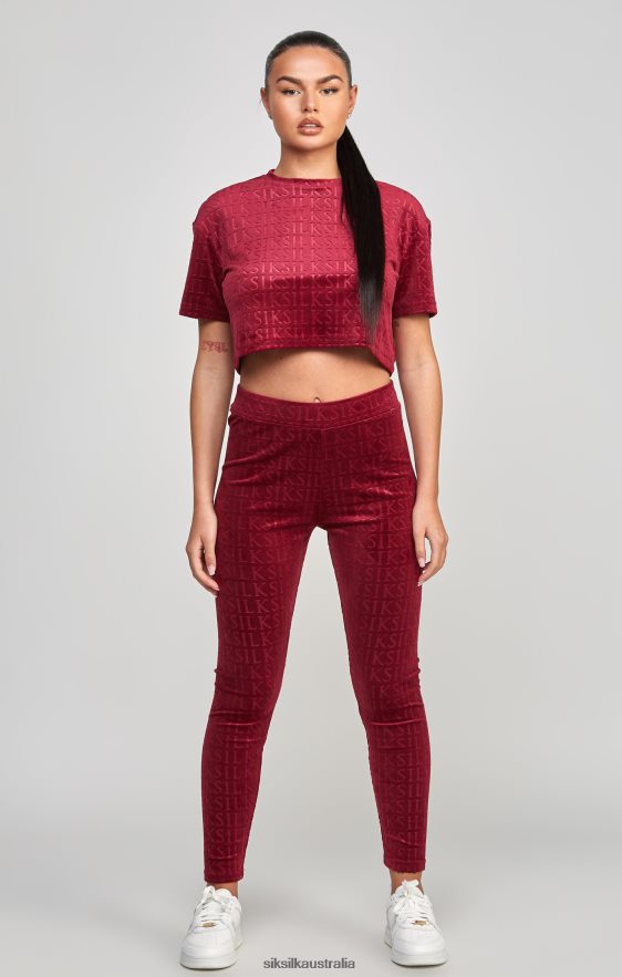 Women Apparel TB82N62 SikSilk Pink Velour Crop T-Shirt
