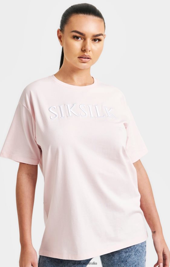 Women Apparel TB82N63 SikSilk Pink Embroidered Boyfriend T-Shirt