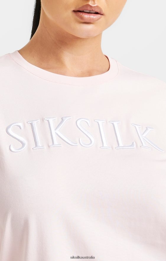 Women Apparel TB82N63 SikSilk Pink Embroidered Boyfriend T-Shirt