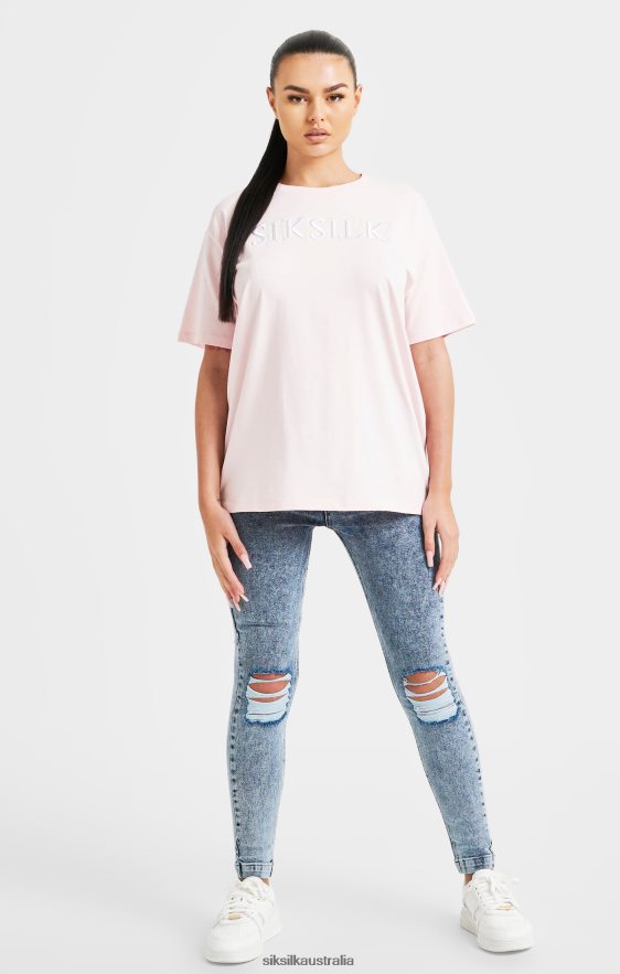 Women Apparel TB82N63 SikSilk Pink Embroidered Boyfriend T-Shirt