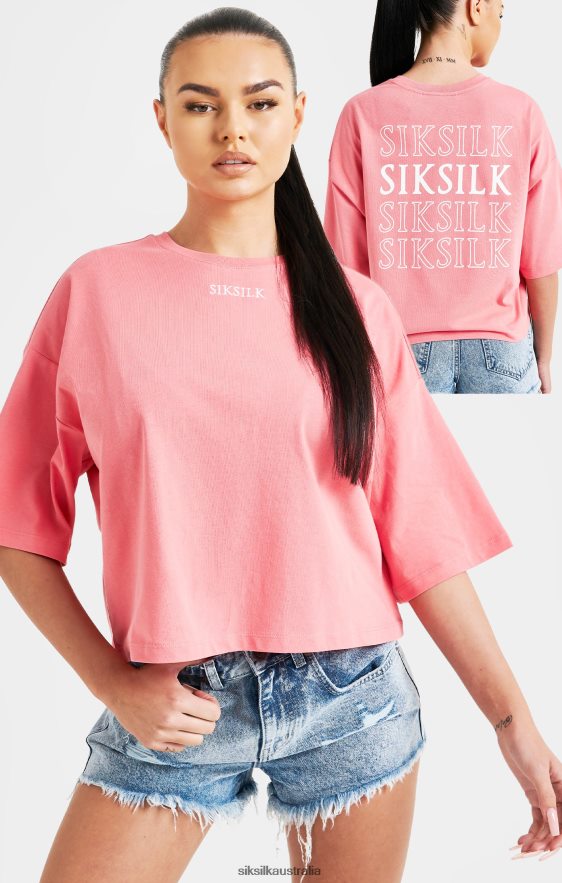 Women Apparel TB82N65 SikSilk Pink Repeat Logo T-Shirt