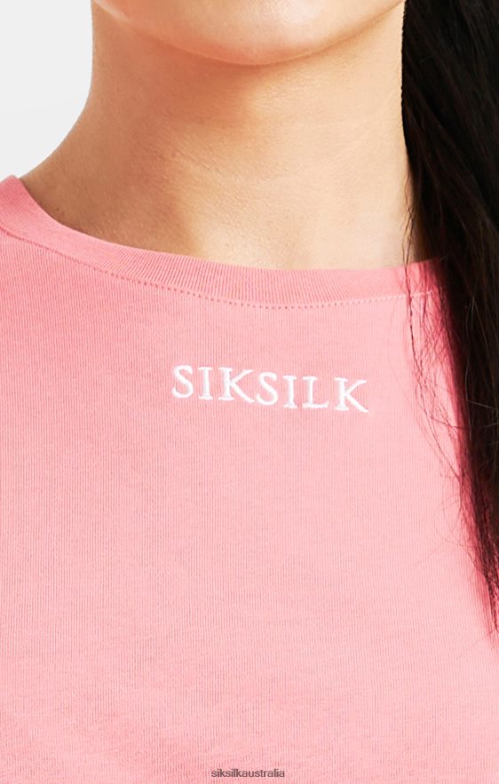 Women Apparel TB82N65 SikSilk Pink Repeat Logo T-Shirt