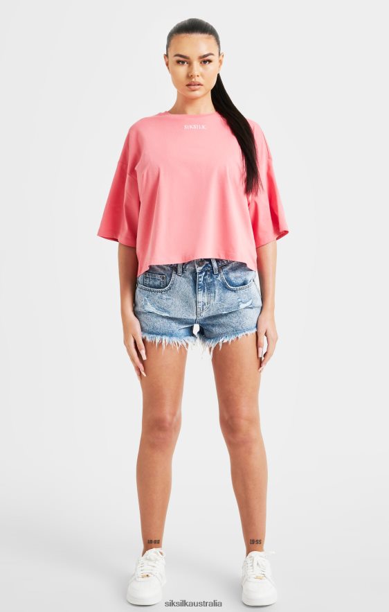 Women Apparel TB82N65 SikSilk Pink Repeat Logo T-Shirt