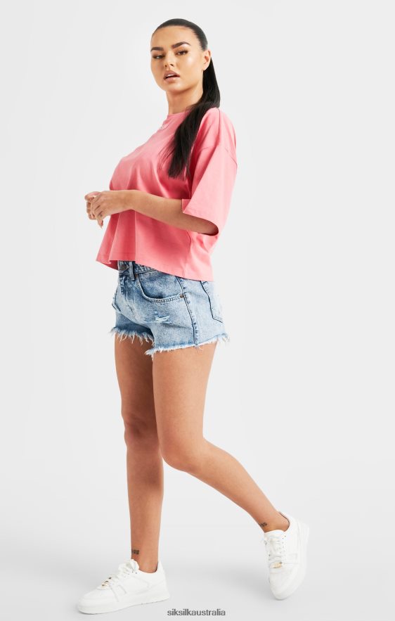Women Apparel TB82N65 SikSilk Pink Repeat Logo T-Shirt