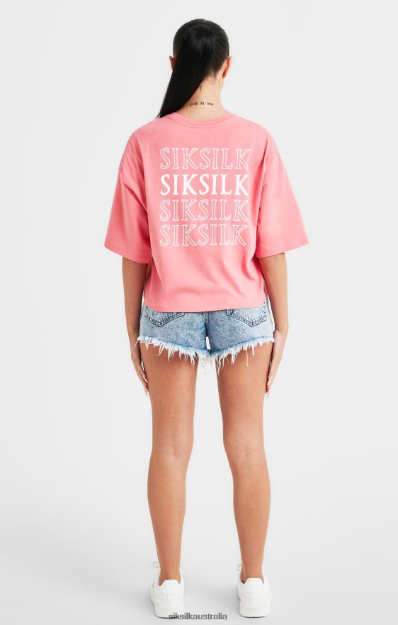Women Apparel TB82N65 SikSilk Pink Repeat Logo T-Shirt