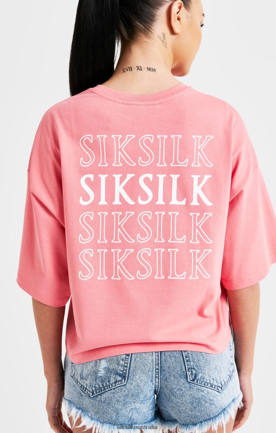 Women Apparel TB82N65 SikSilk Pink Repeat Logo T-Shirt