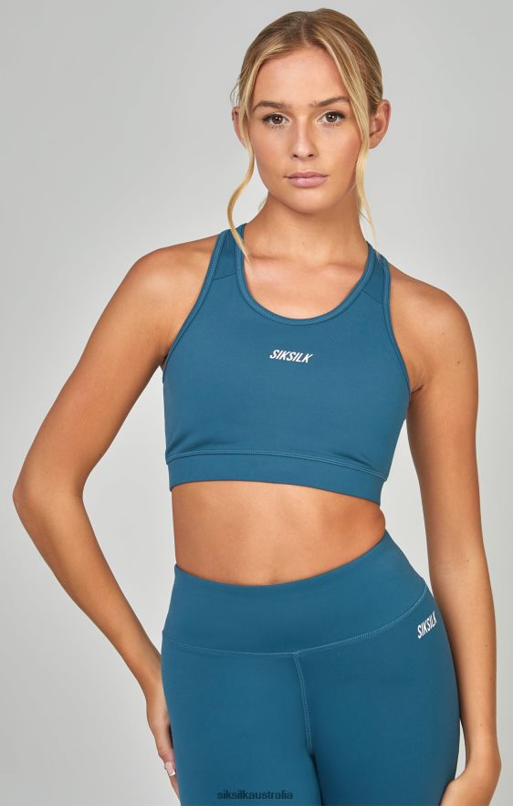 Women Apparel TB82N68 SikSilk Teal Sports Essential Crop Top