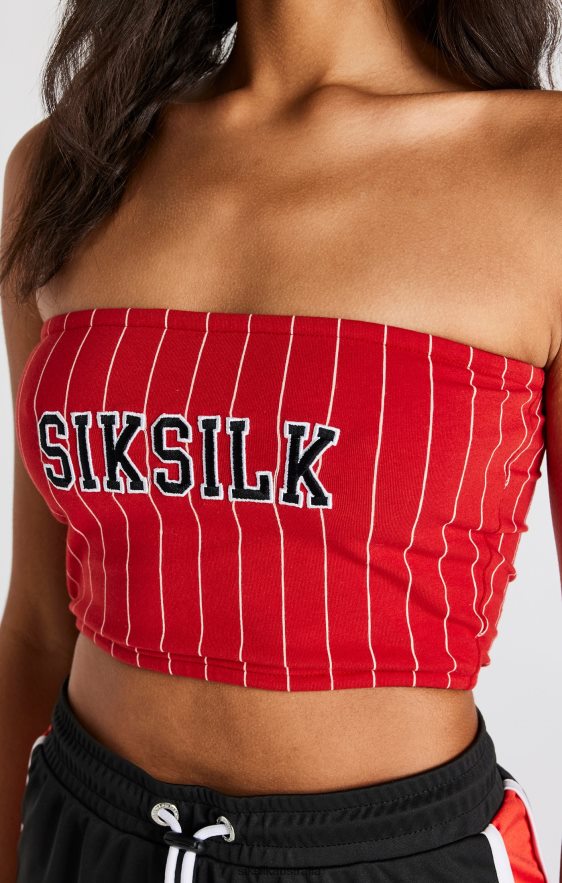 Women Apparel TB82N208 SikSilk Red Pinstripe Bandeau Top