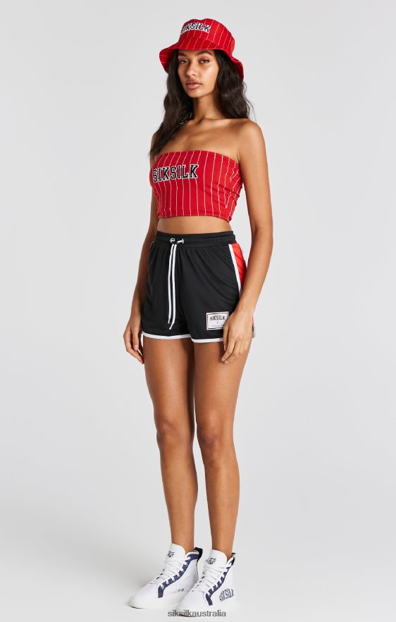 Women Apparel TB82N208 SikSilk Red Pinstripe Bandeau Top