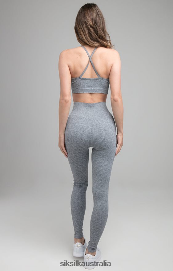 Women Apparel TB82N212 SikSilk Ribbed Gym Bralette - Grey